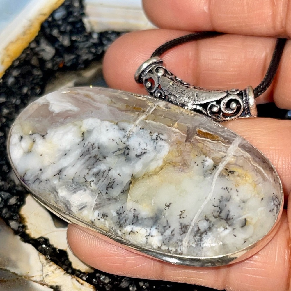 Large Sideways Dendritic Agate Pendant 1 1/2”x 2 1/2”